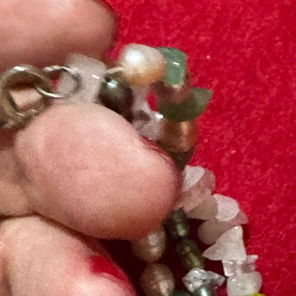 Sterlinging silver pearl and quartz 3 strand 18 inch necklace - Picture 3 of 3